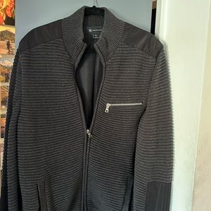 blackish knit zip up sweater jacket  sz l